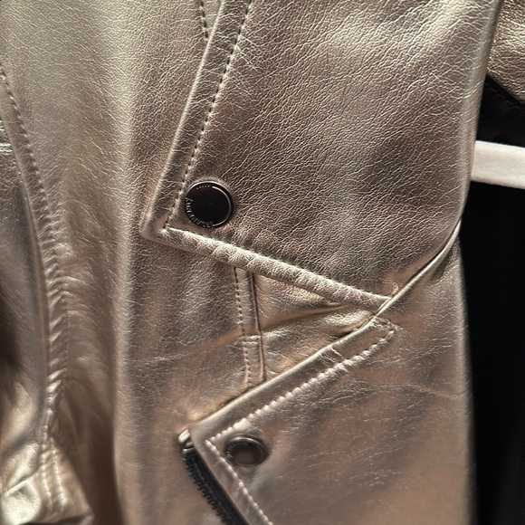 Metallic Pewter Vegan Leather Moto Jacket - Picture 5 of 7